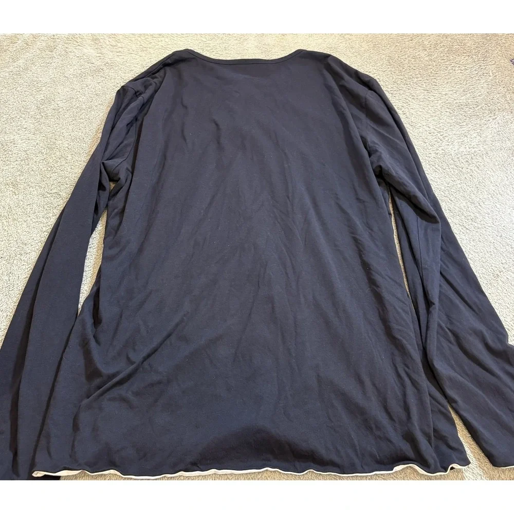 Hugo Boss Mens XXL Navy Blue Long Sleeve Henley Shirt Regular Fit Contrast Layer